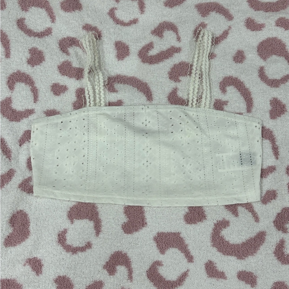White Eyelet Lace Crop Top